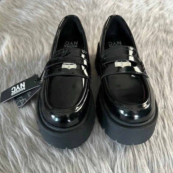 Madden NYC Platform Lug Penny Loafers Womens Size 6 Black Slip On Shoes Loafer - Picture 2 of 7